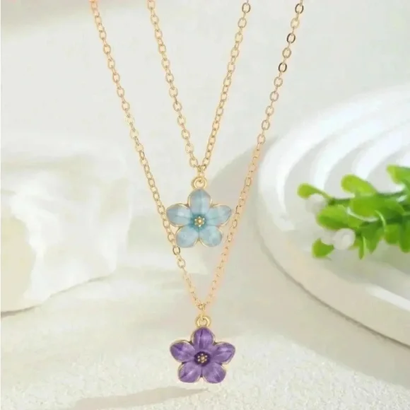 ⚠️Clearance Colorful Flower Gold Necklace - Picture 2 of 11
